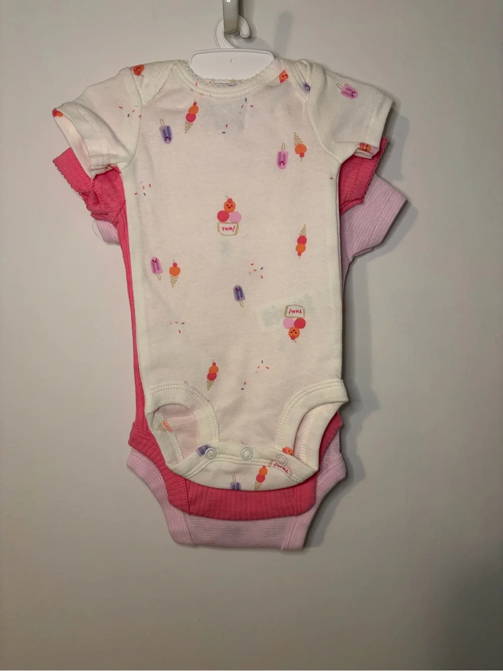 Carter's Light Pink Ice Cream Short Sleeve One-Piece Bodysuits - 3-Pack